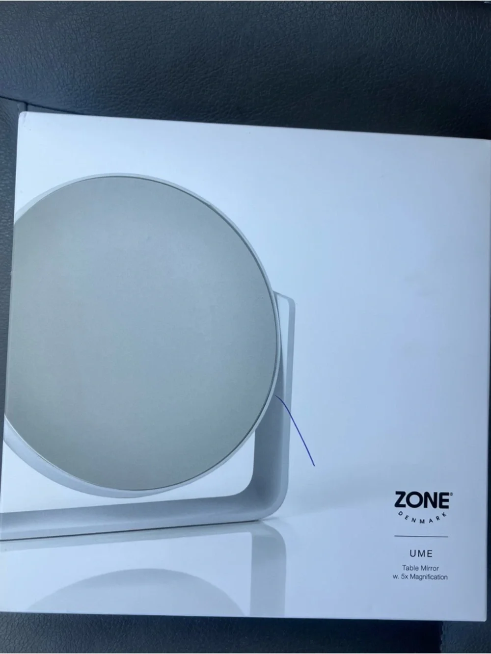 Ume White Round Tabletop Vanity Mirror by - Picture 2 of 2